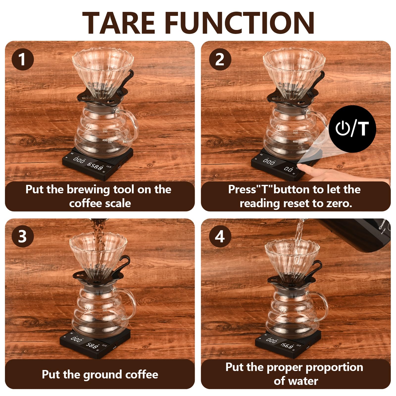 Apritsce Mini-koffieweegschaal met timer, 2 kg/0,1 g, precisieweegschaal, oplaadbare espressoweegschaal, draagbare digitale keukenweegschaal met automatische tijdmeting voor espresso en pour-over