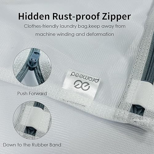 Miniatura 6 de Promeed Bolsa de lavandería de malla reutilizable para delicados bolsa de lavado de tamaño grande para funda de almohada de seda de morera sábana