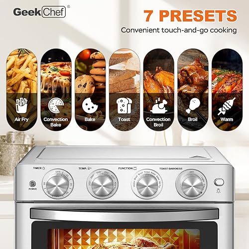 Miniatura 6 de Geek Chef Freidora de aire, 6 rebanadas de 24.5 cuartos de galón, freidora de aire, horno freidora de aire, asar, asar, recalentar, freír sin
