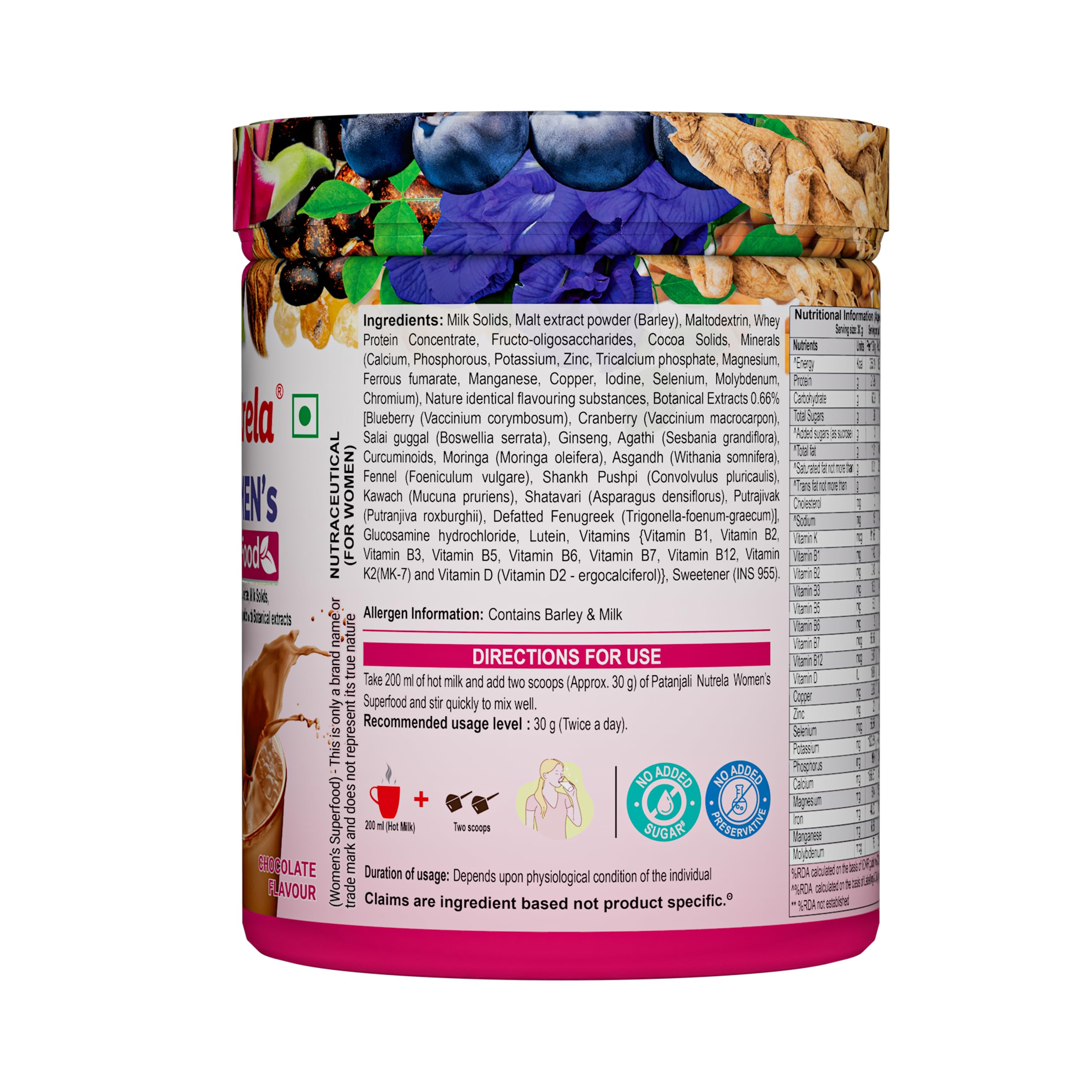 Nutrela Womens Superfood with Biofermented Vitamins & Minerals with Whey Protein Supplement Powder - 400gm, Chocolate (pack of 2) - Image 4 thumbnail