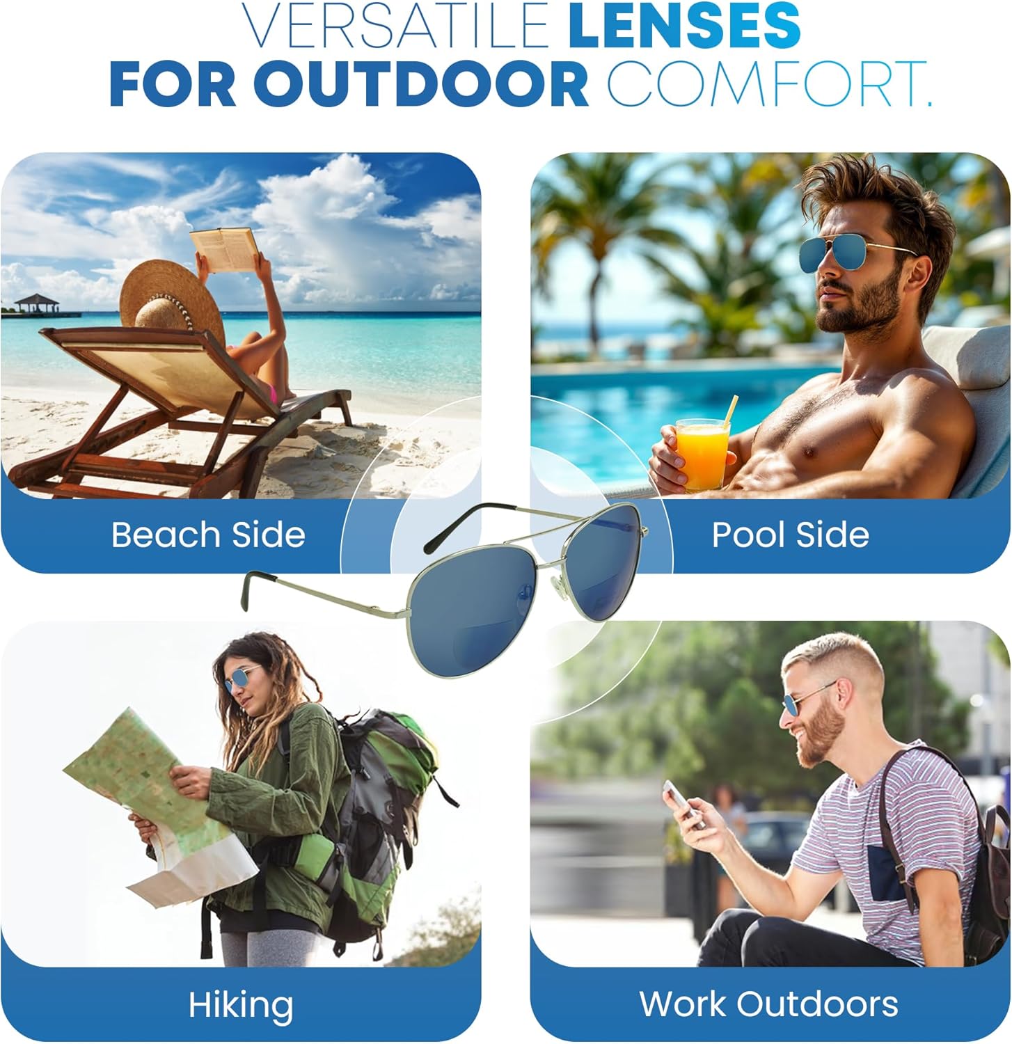 proSPORT Aviator Bifocal Sunglass Reader Anti-Glare Mirror Blue Green Pink Len Spring Hinge Men Women +150 to+300 Lightweight - Image 7