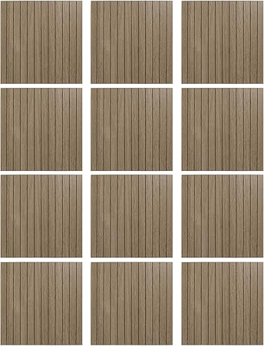 Aboofx Paneles de madera para pared, paneles de pared 3D, 12 paneles cortables resistentes al agua, paneles de pared de listones de madera de 11.8 x