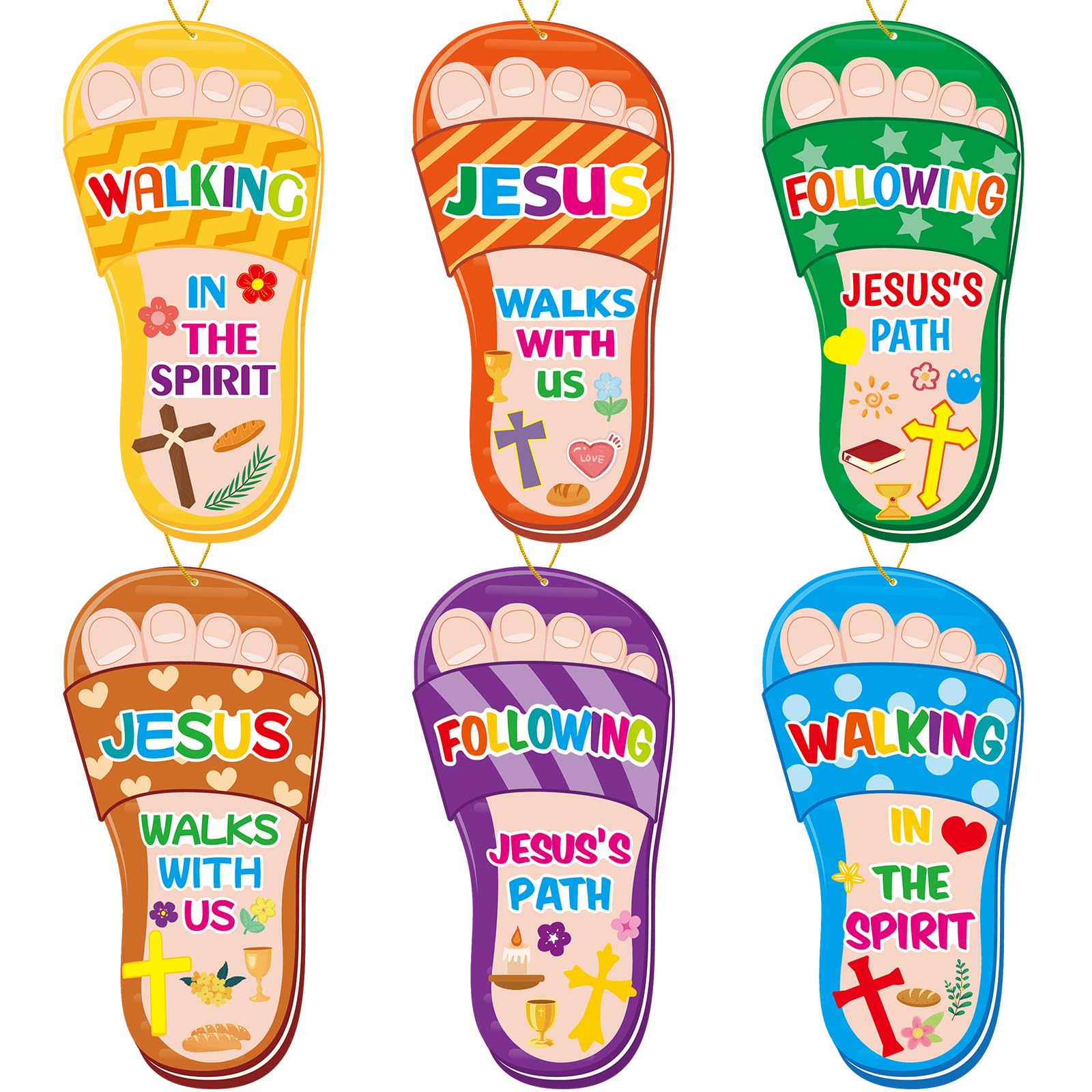 Fancy Land Jesus Walks with Us Sandal Craft Kit Christian Sunday School Crafts for Kids Preschool Activities 30 Sets