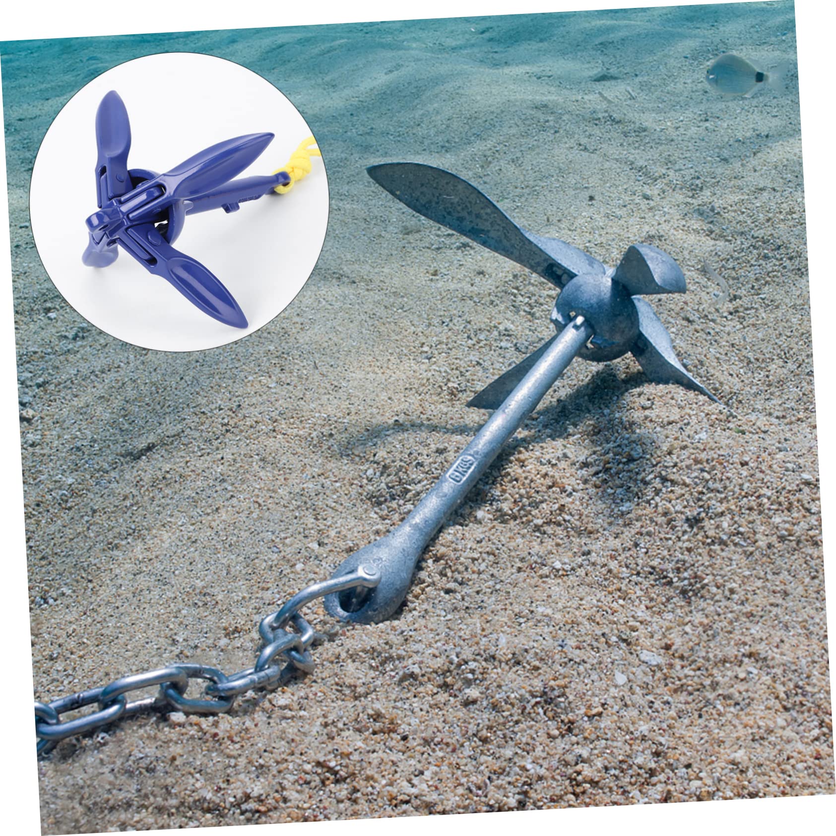 Kisangel Folding Kayak Anchor Durable Tins Design for Canoes Sailboats and Motorboats Compact Easy to Carry for Better Horizontal Drag Rivers Lakes Oceans