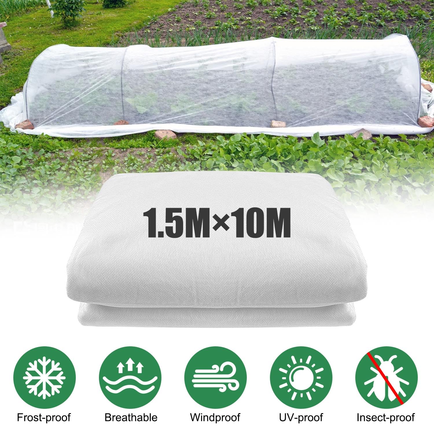 Telo Antigelo Per Piante 3 Pz 180x120cm – Tessuto Non Tessuto 85g/m² Con Cerniera, Riutilizzabile, Per Palme, Olivi E Giardino