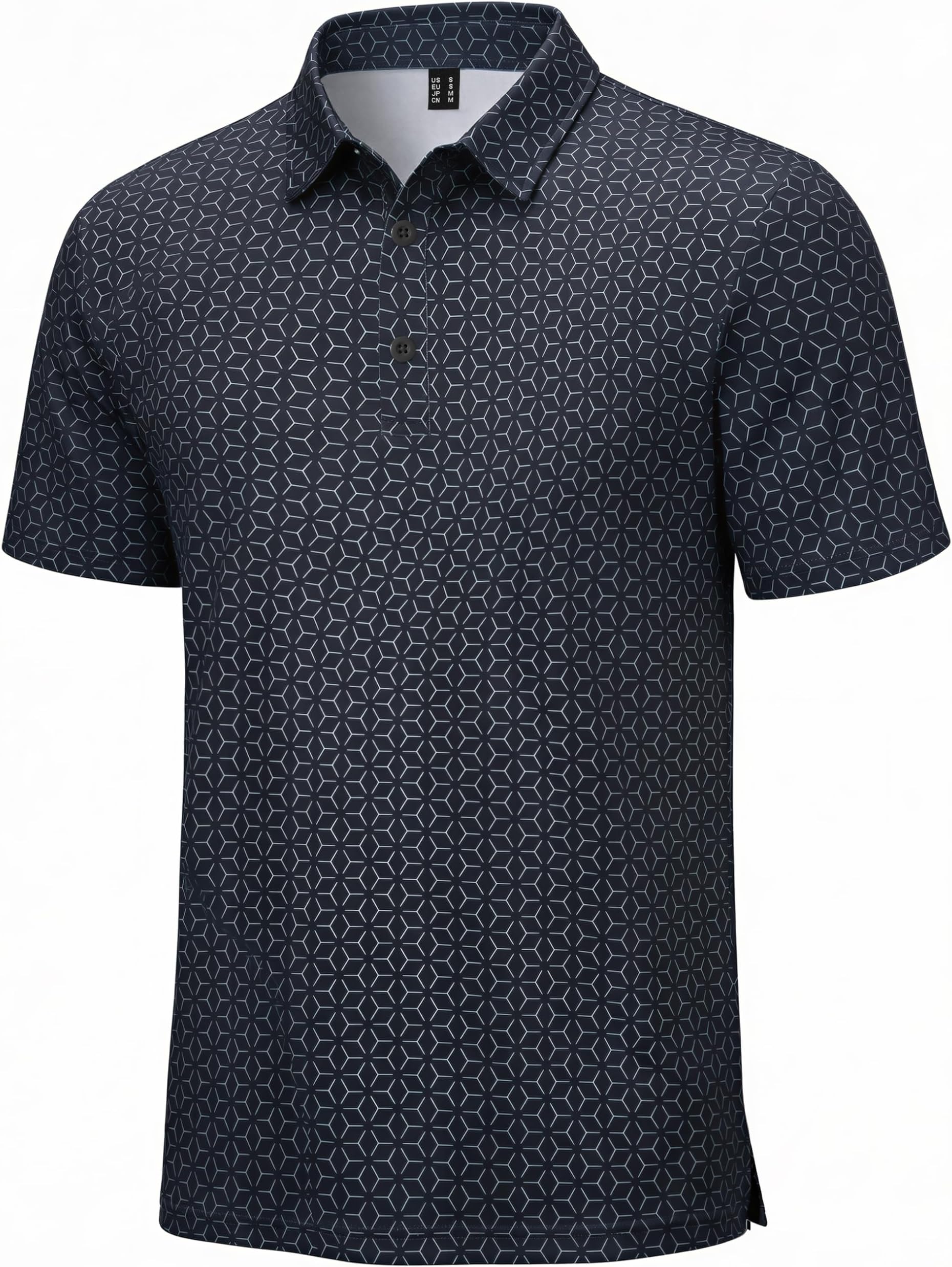 Cotrasen Mens Golf Polo Shirts Short Sleeve Quick-Dry Print Tee Shirt Moisture Wicking Performance Polo Strech Shirts