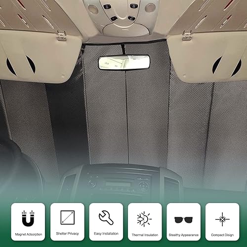 Miniatura 4 de Cubierta de ventana central del lado del conductor para Mercedes-Benz Sprinter Van 170170 EXT 2007-2022, color gris oliva, con ventilación en T