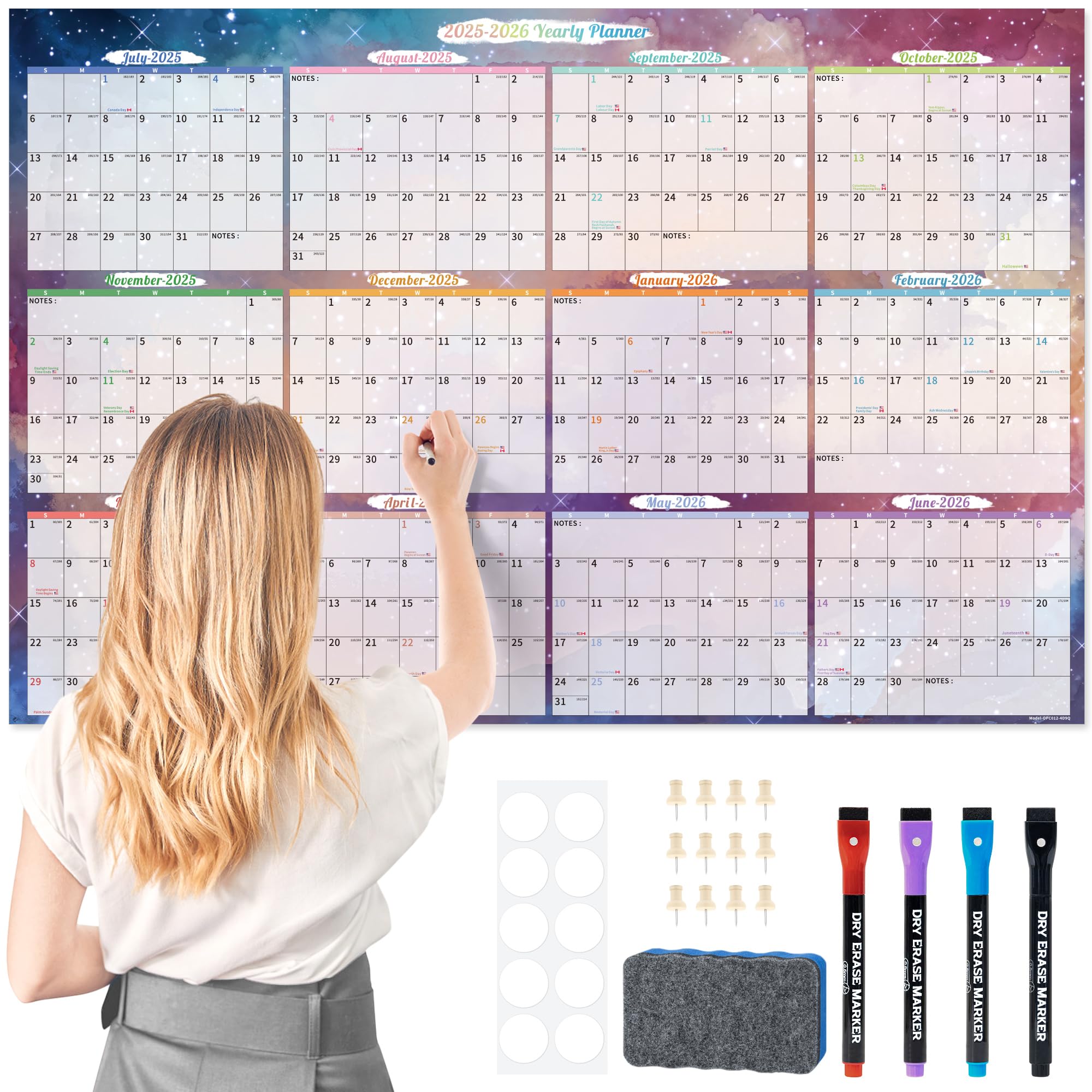 Snapklik.com : Ospelelf Wall Calendar 2025-2026, Large Dry Erase ...