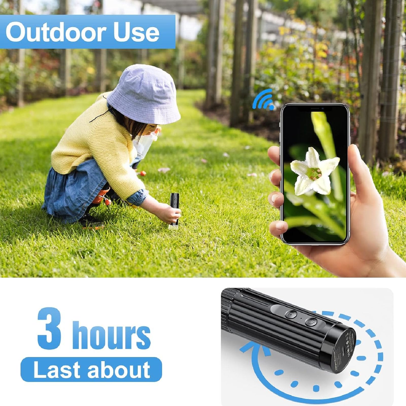 Drahtloses Digitalmikroskop 1080P HD 50X-1000X mit verstellbarem Ständer, 8 LED-Leuchten, USB-Münzenkamera-Vergrößerer für Handy & Tablet - Tragbar Wiederaufladbar