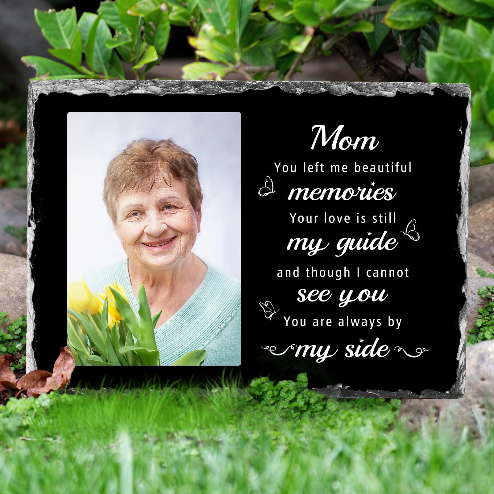 Personalised Memorial Picture Frame, Memorial Photo Slate Gift, Custom Photo Plaque Remembrance Gift, Sympathy Bereavement Frame Memorial Gift for Loss of Loved One