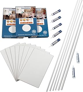 Palisade 25.6 in. x 14.8 in. Interlocking Vinyl Tile Shower and Tub Surr...