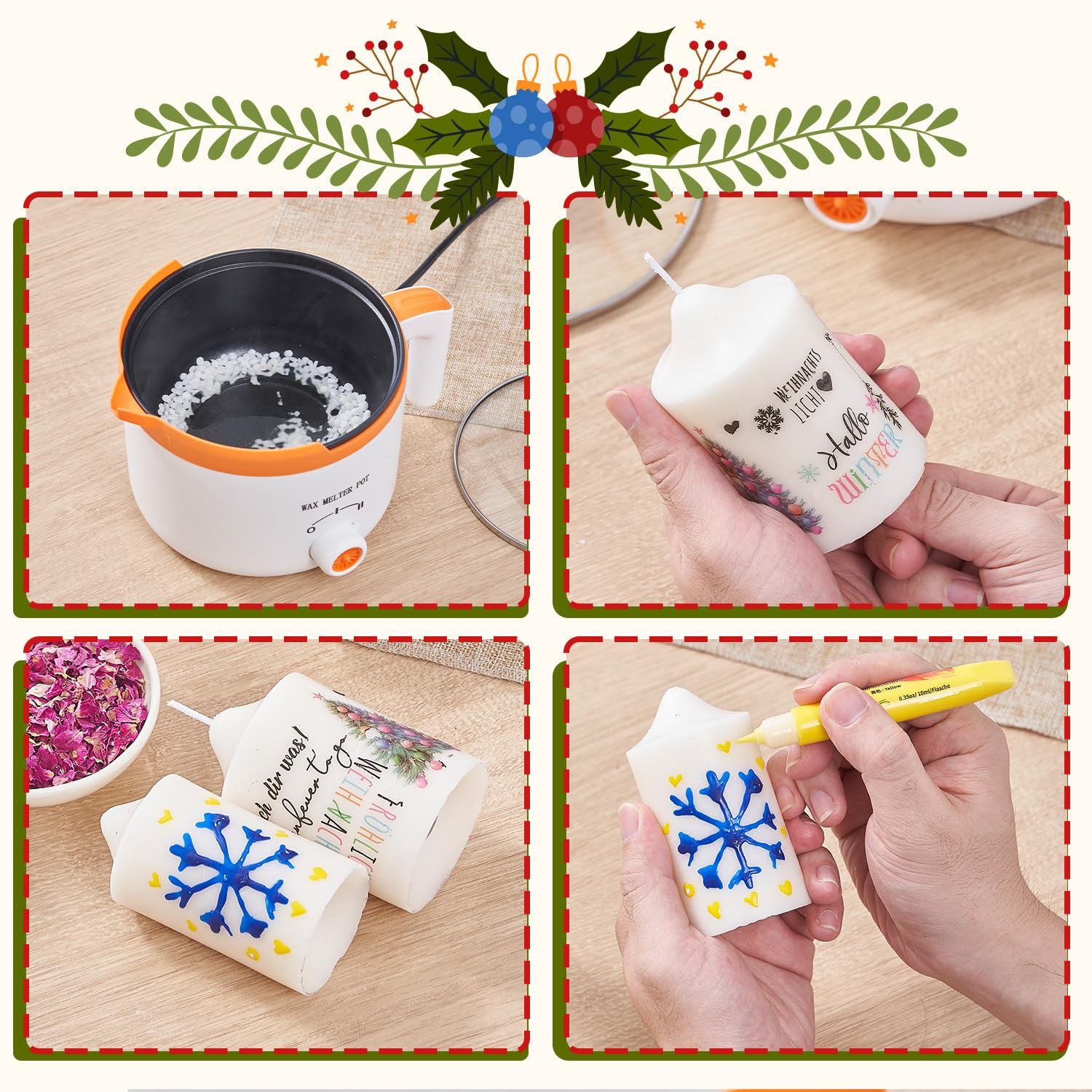 Ksedcon Kit per realizzare candele fai da te per adulti principianti con stampi | Kit per sciogliere la cera, pastelli ad acquerello e oli profumati, con misurino