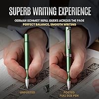 Vista 5 de Scriveiner Green Rollerball EDC Luxury Pen, Stunning Pocket Pen with Chrome Finish, Cool Writing Pen, Best Gift for Men & Women, German Schmidt