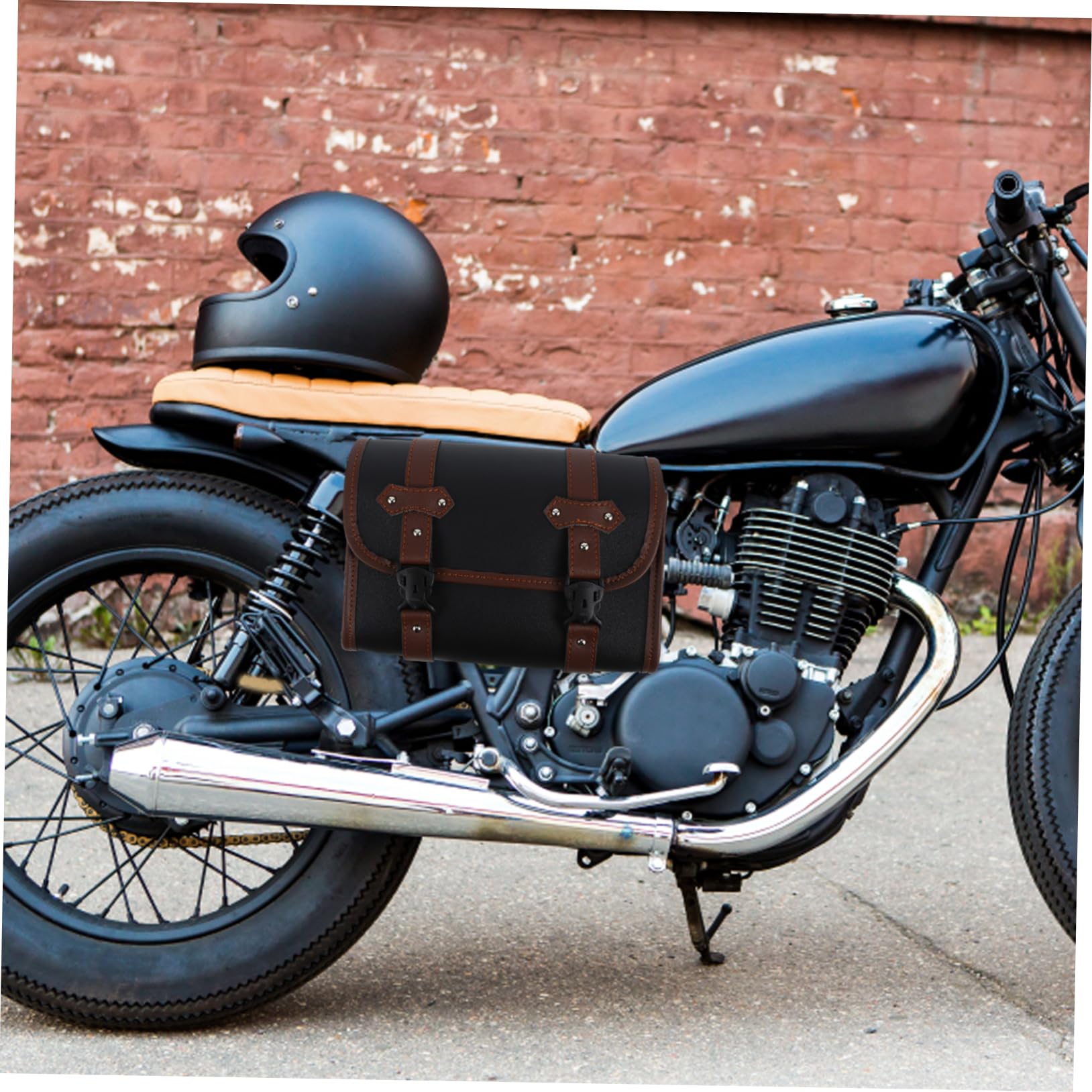 Gatuida Borsa da Sella Moto Marrone in Pelle Pu per Motocicli