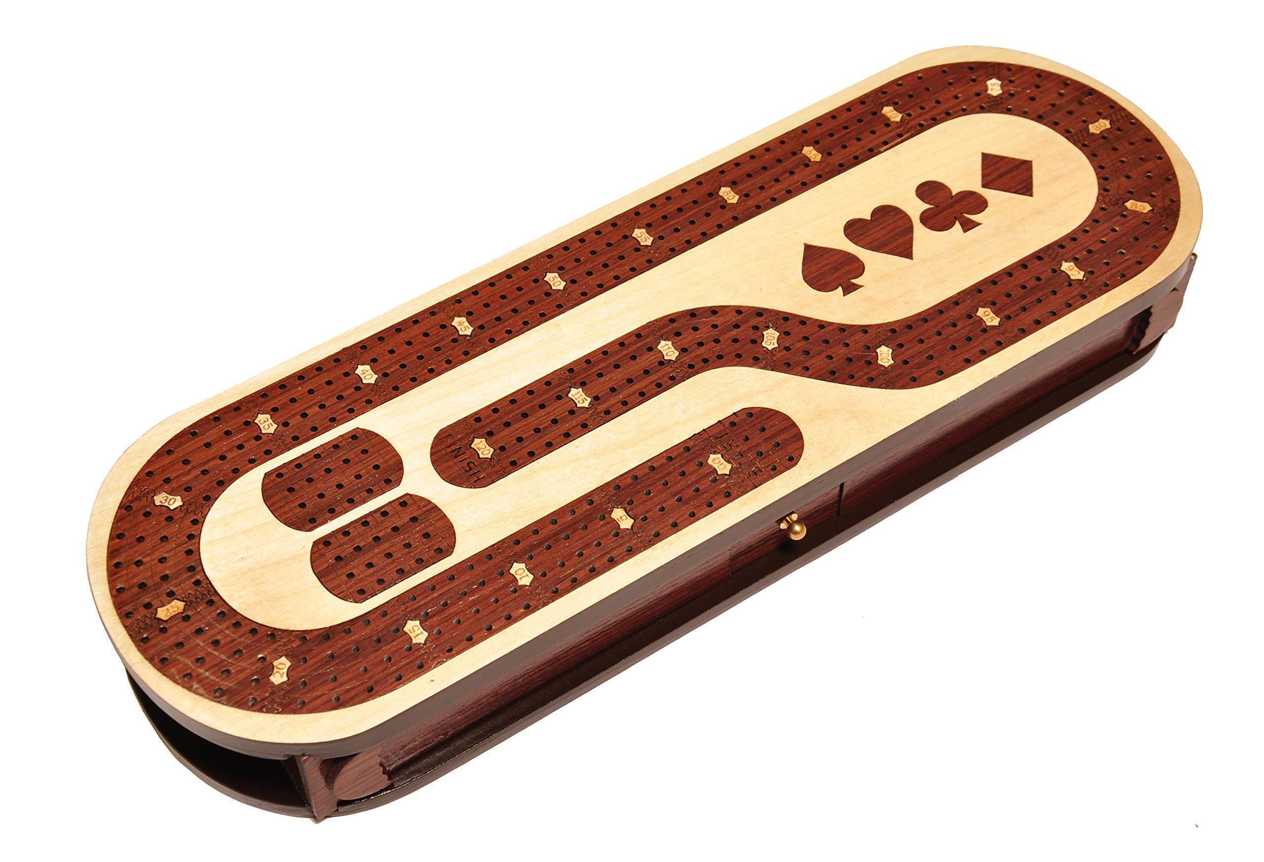 Palm Royal Handicrafts - 4 Track Cribbage Board Made with Rose Wood / Maple Wood with Place of Skunk