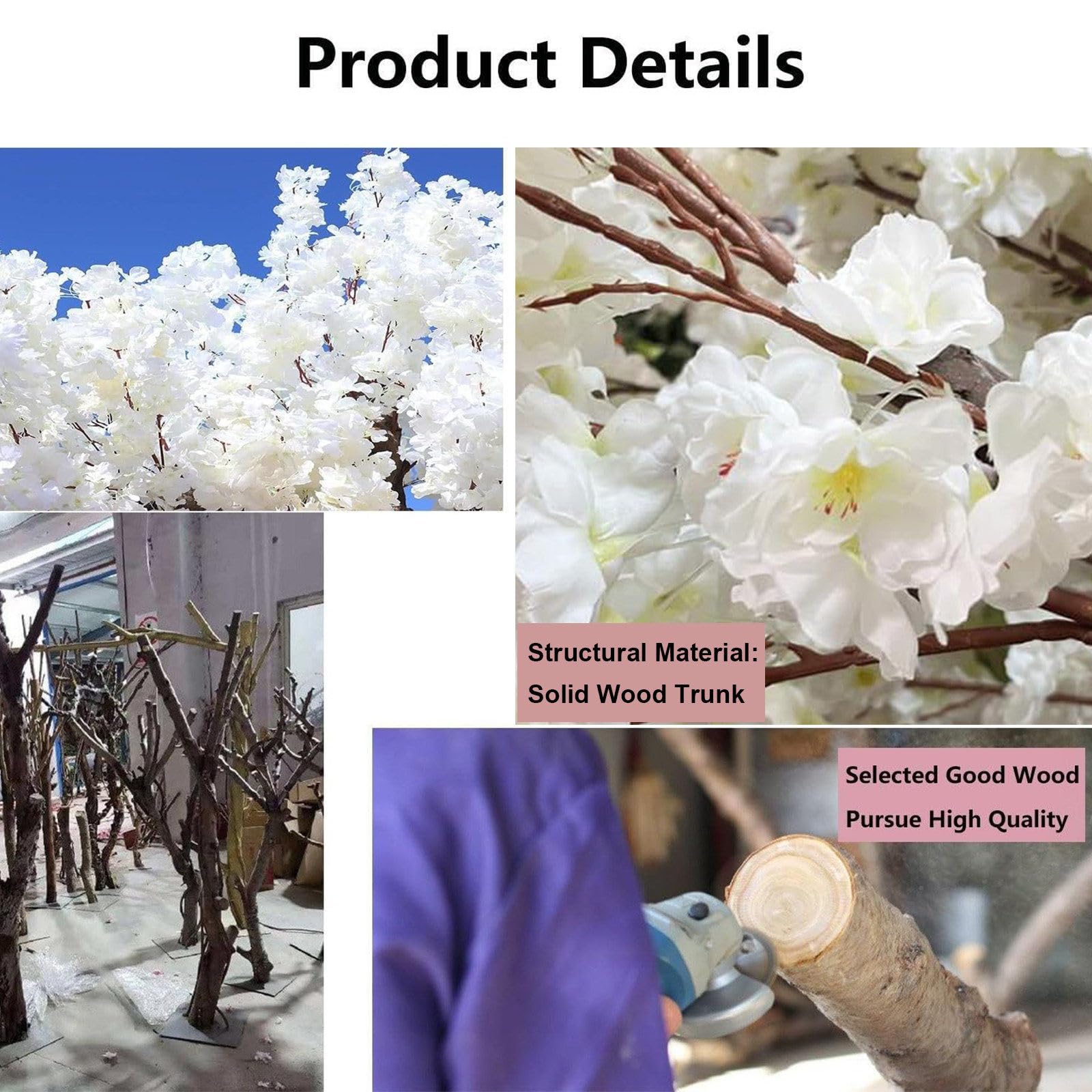 árboles Artificiales De Cerezo, Cerezo Llorón,Flor Japonés Blose Blanco Falso Sakura árbol De Flores Decoración Interiores Salón De Compras En El Centro Comercial,Extended-1.2x0.8m/3.9x2.6ft