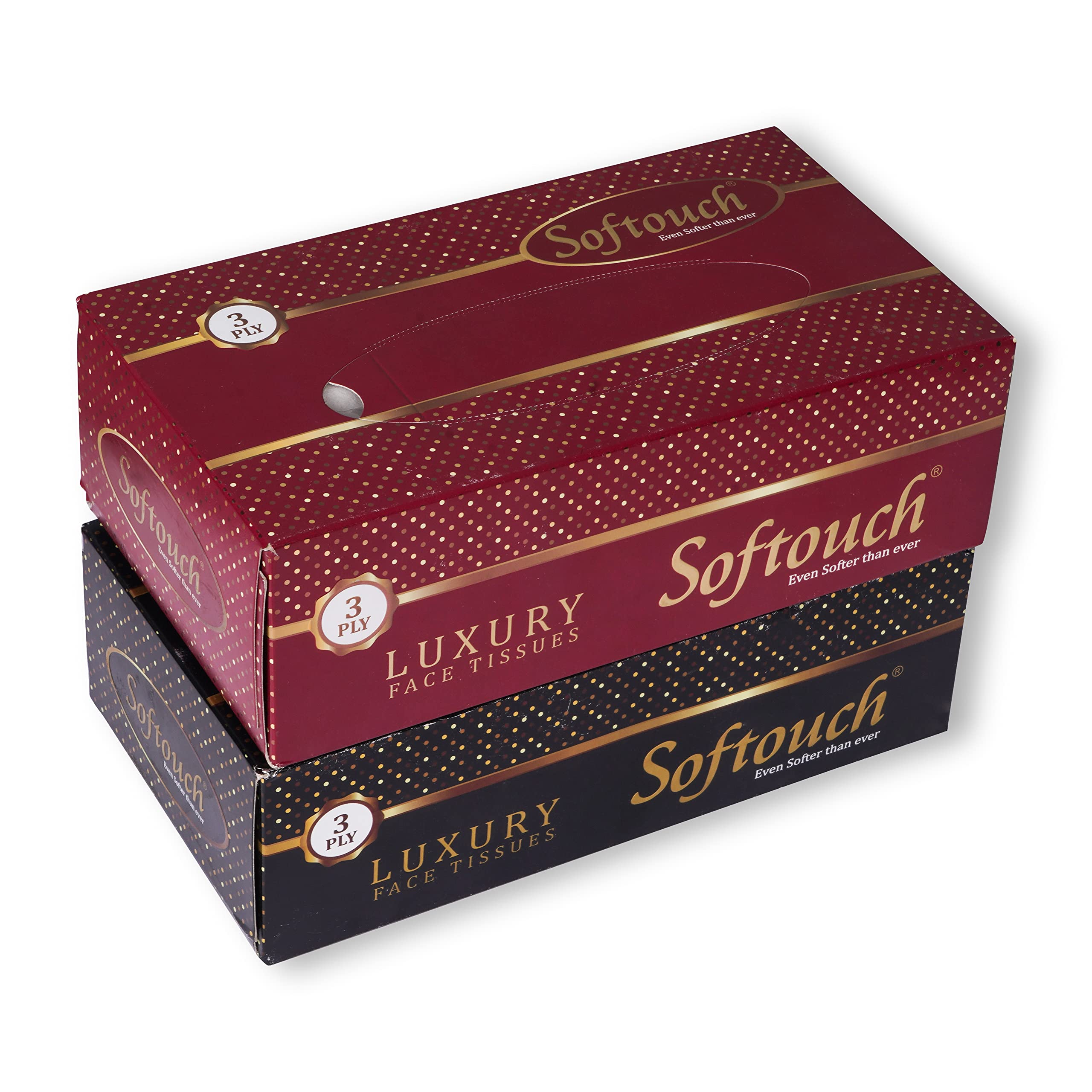 Softouch 3 Ply Face Tissue Paper | 80 Pulls Each Box | Pack of 2 | Total 160 Pulls | Soft & Absorbent | Ideal for Home, Office, and Travel