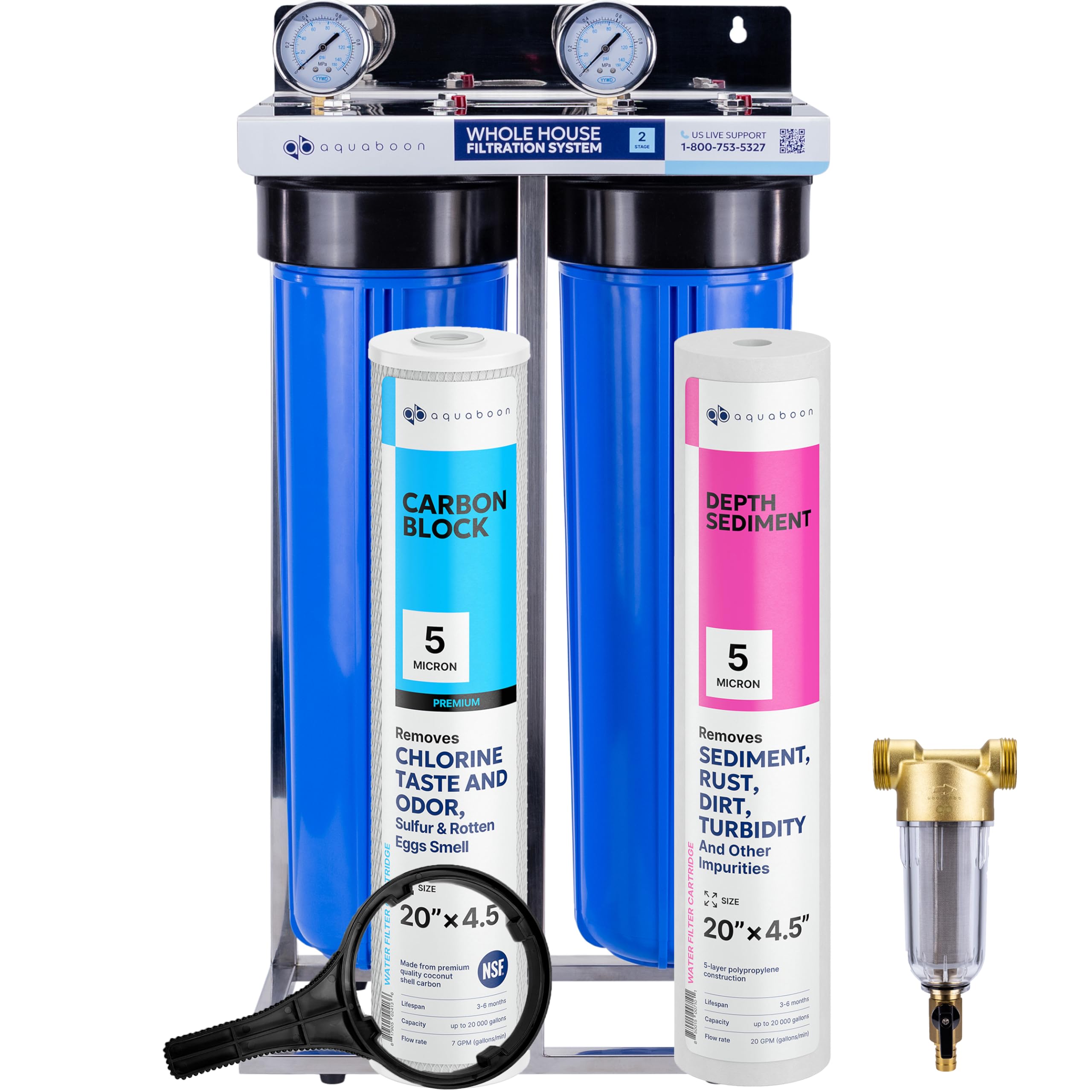 Aquaboon 2-Stage Water Filter System 20x4.5 inch