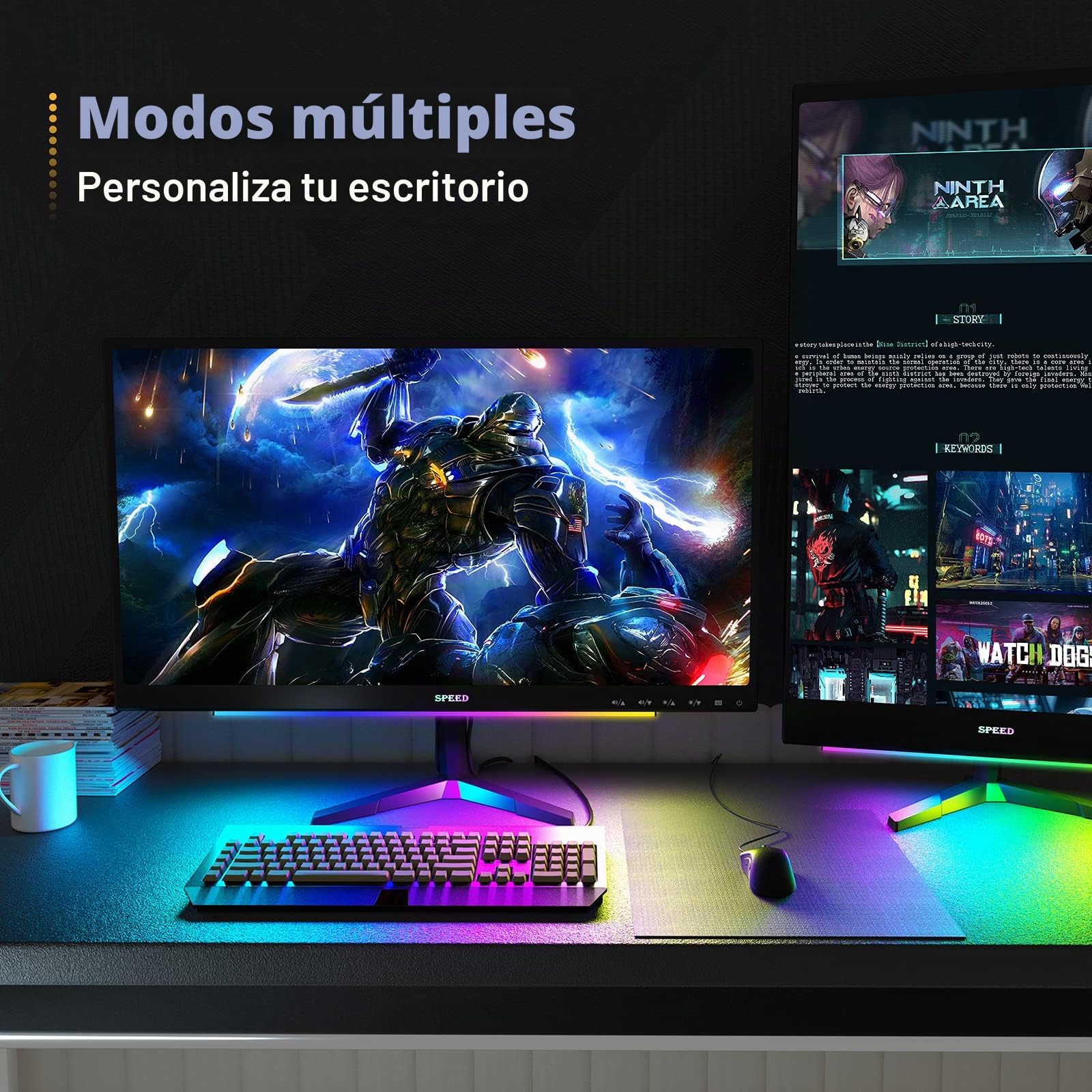 WILLED Barras de luz con Remoto, RGB Luces Gaming, 5V USB Barra de luz para debajo del Monitor, Retroiluminación de TV para Decoración de Habitaciones, Lámpara Gaming con 15 modos y Escena Arcoíris