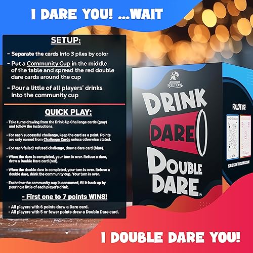 Miniatura 5 de Drink, Dare, Double Dare - Los mejores juegos de fiesta y familia para divertidas travesuras, desafíos atrevidos y doble diversión (beber, atrévete,