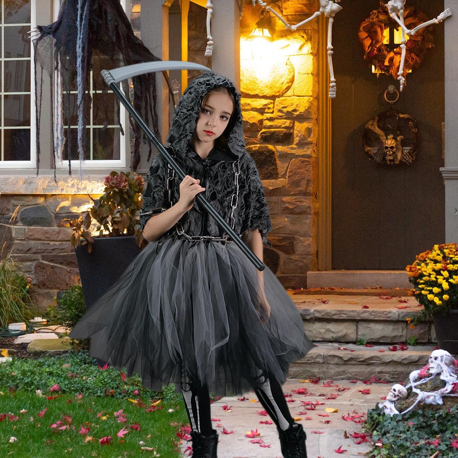 Spaventoso costume da tramonto da ragazza per Halloween e giochi di ruolo