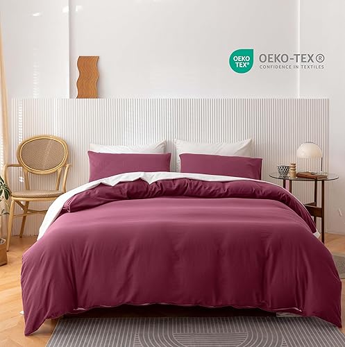 Miniatura 10 de HeimenAogo Juego de funda de edredón de algodón egipcio de 600 hilos, tamaño individualindividual XL, ultra suave y transpirable, con cierre de