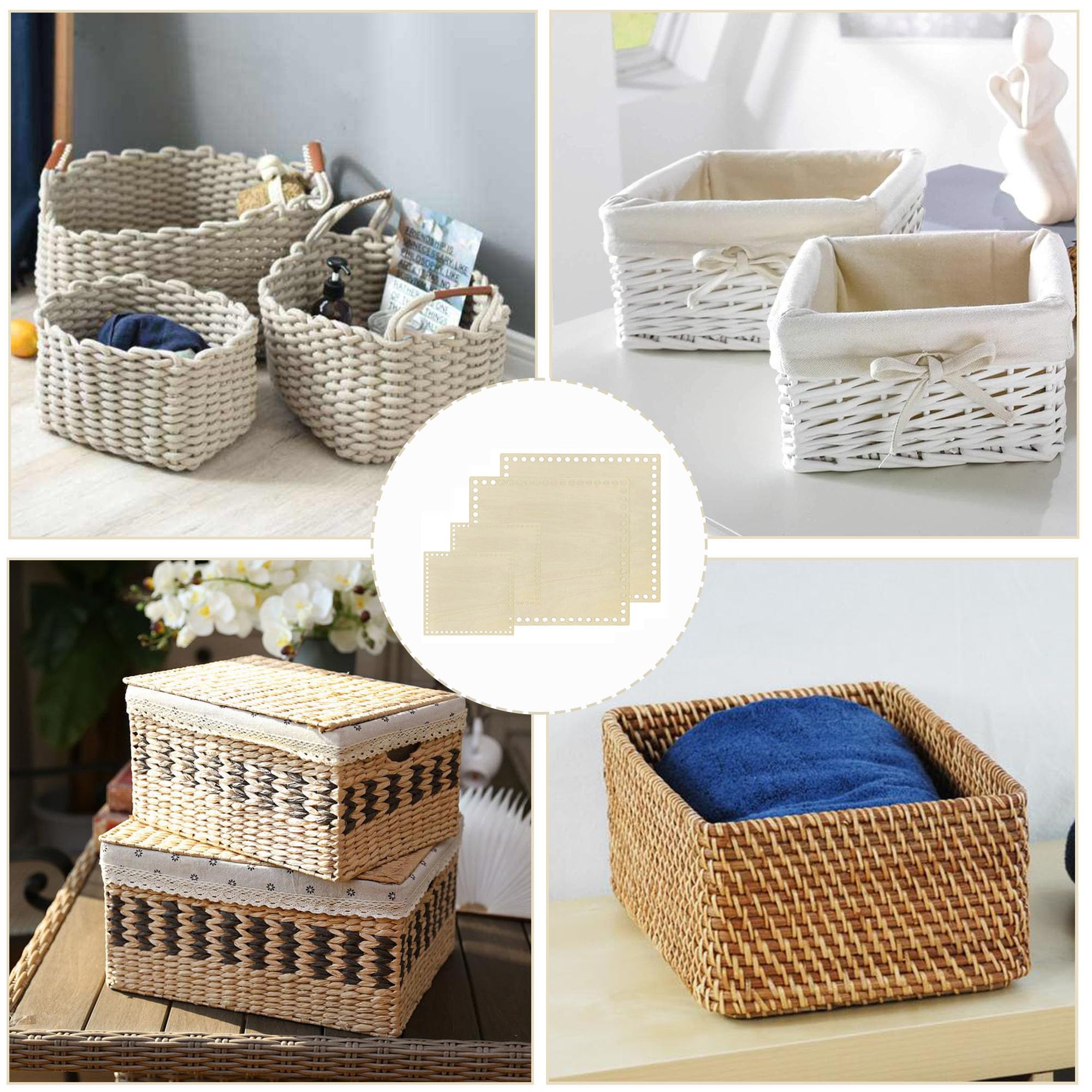 4 Fonds De Panier En Bois Pour Crochet - Diamètre 15 Cm, Idéaux Pour Bricolage