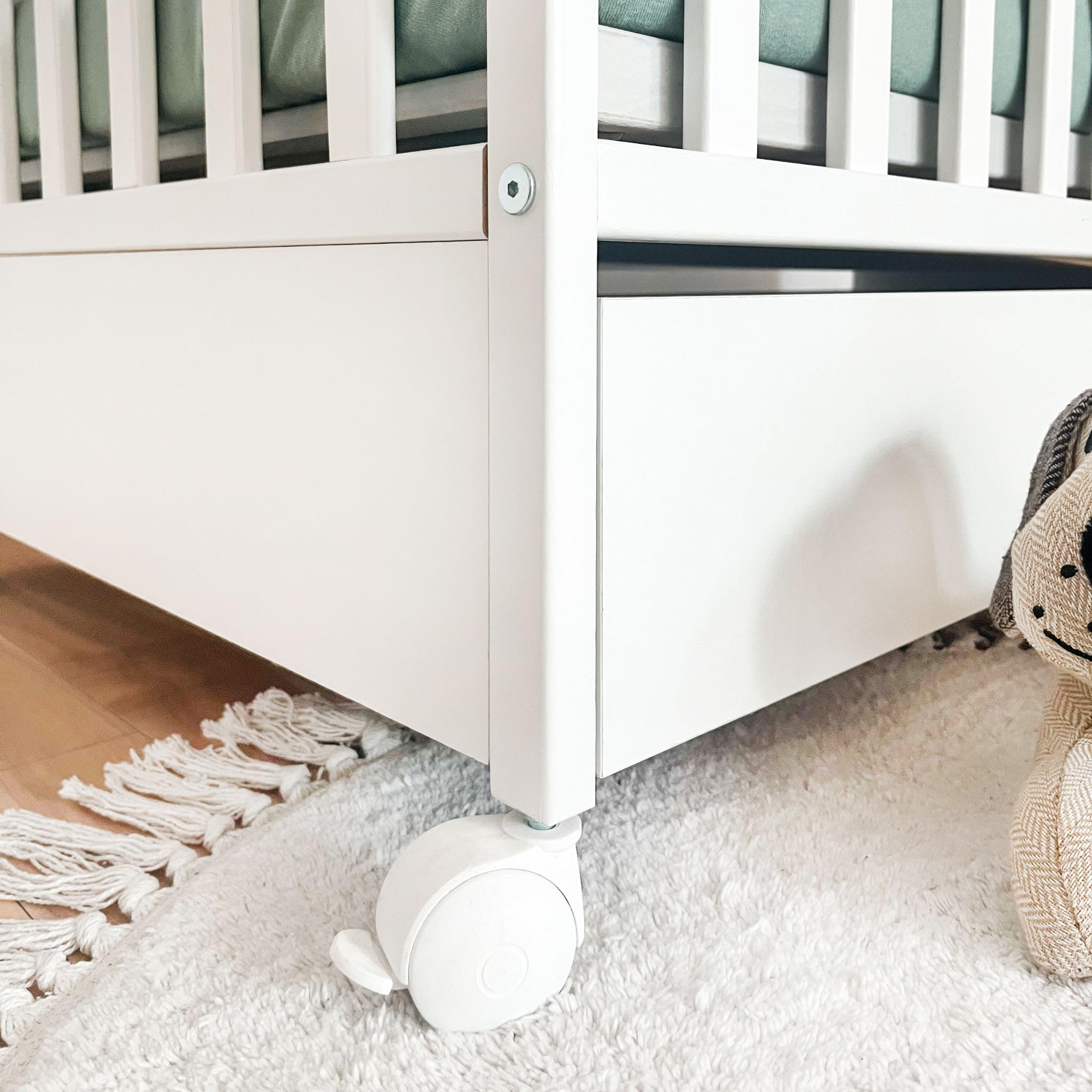 ATB Weiss Babybett mit Schubladen LUX 60x120 und Matratze - Weiss Baby Bett Für Baby - Massivholz Bed 120x60 - Kinderbett ab 3 Jahr - Weiß Crib 60 x 120 - Beyaz Bebek Yatagi - Komplett Cots Für Sleep