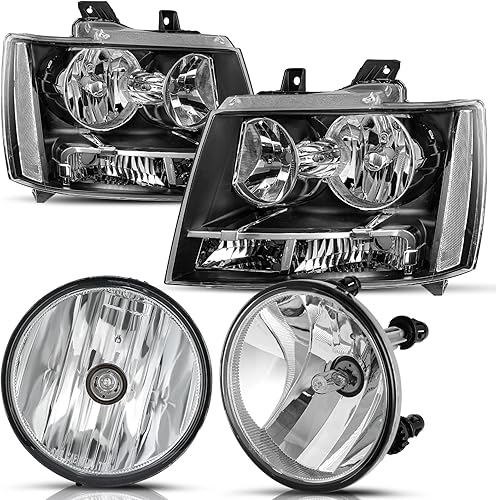 Miniatura 9 de Compatible con Chevy 07-14 Tahoe  07-13 Avalanche  07-14 Suburban 150007-13 Suburban 2500 Reemplazo del conjunto de faros delanteros halógenos de