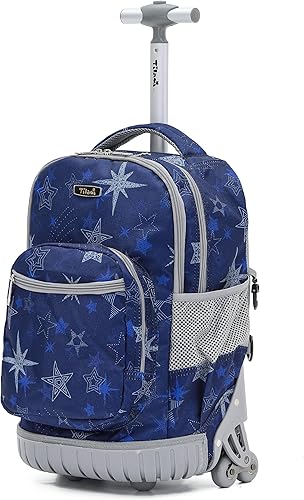 NEW TILAMI Mochila rodante de 1618 pulgadas para niños, mochila para laptop con ruedas para viajes escolares, Azul meteorito, 18 pulgadas, Mochila