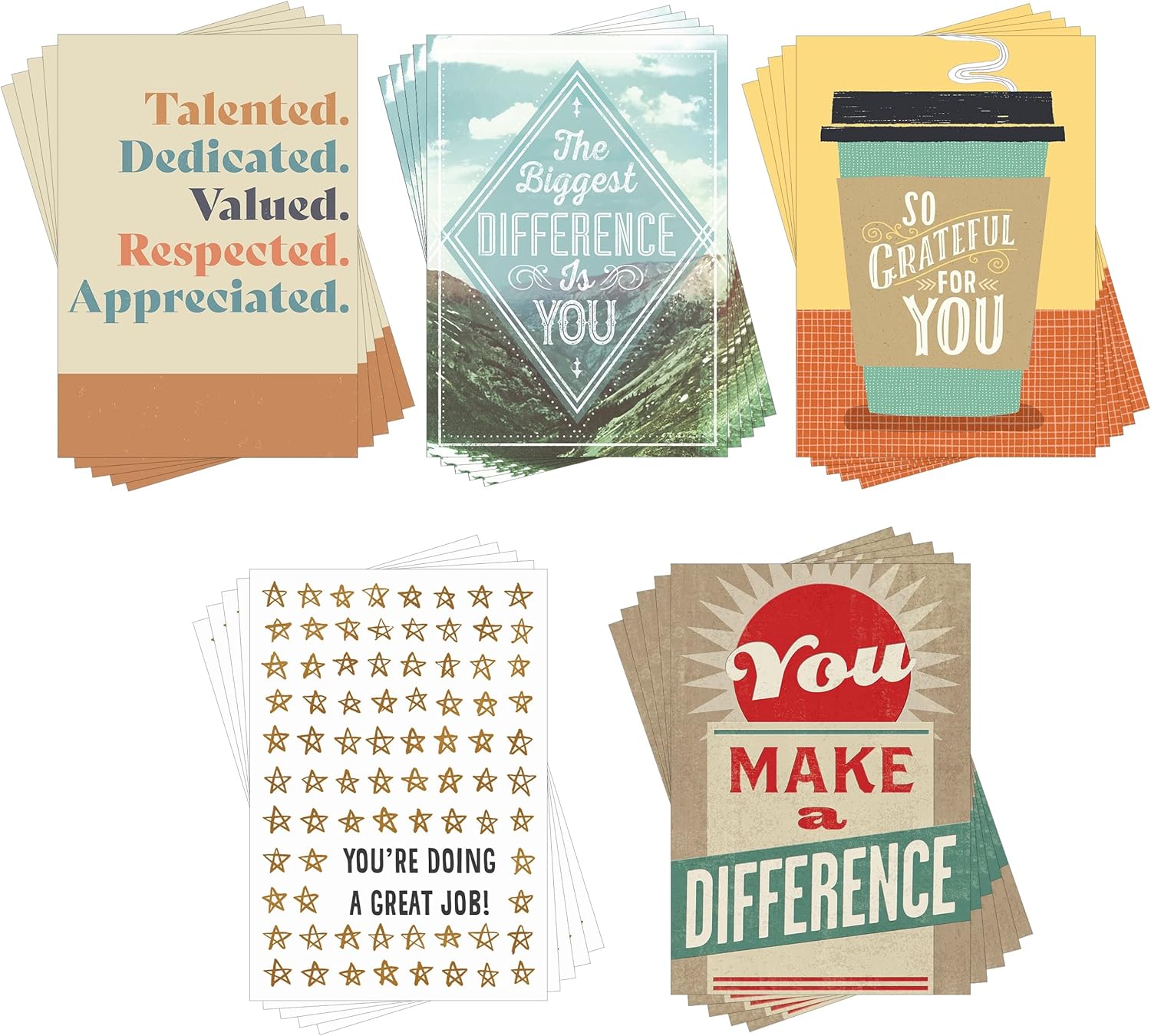 Hallmark Business Bulk 25 Pack Assorted Appreciation Cards for Employees (Talented & Appreciated), 5 x 7 Cards, Messages Inside, Envelopes Included