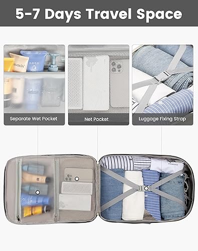 Miniatura 8 de LOVEVOOK Mochila de viaje grande para mujer, mochila para artículos personales, esenciales, Gris-beige-negro, Mochilas de viaje