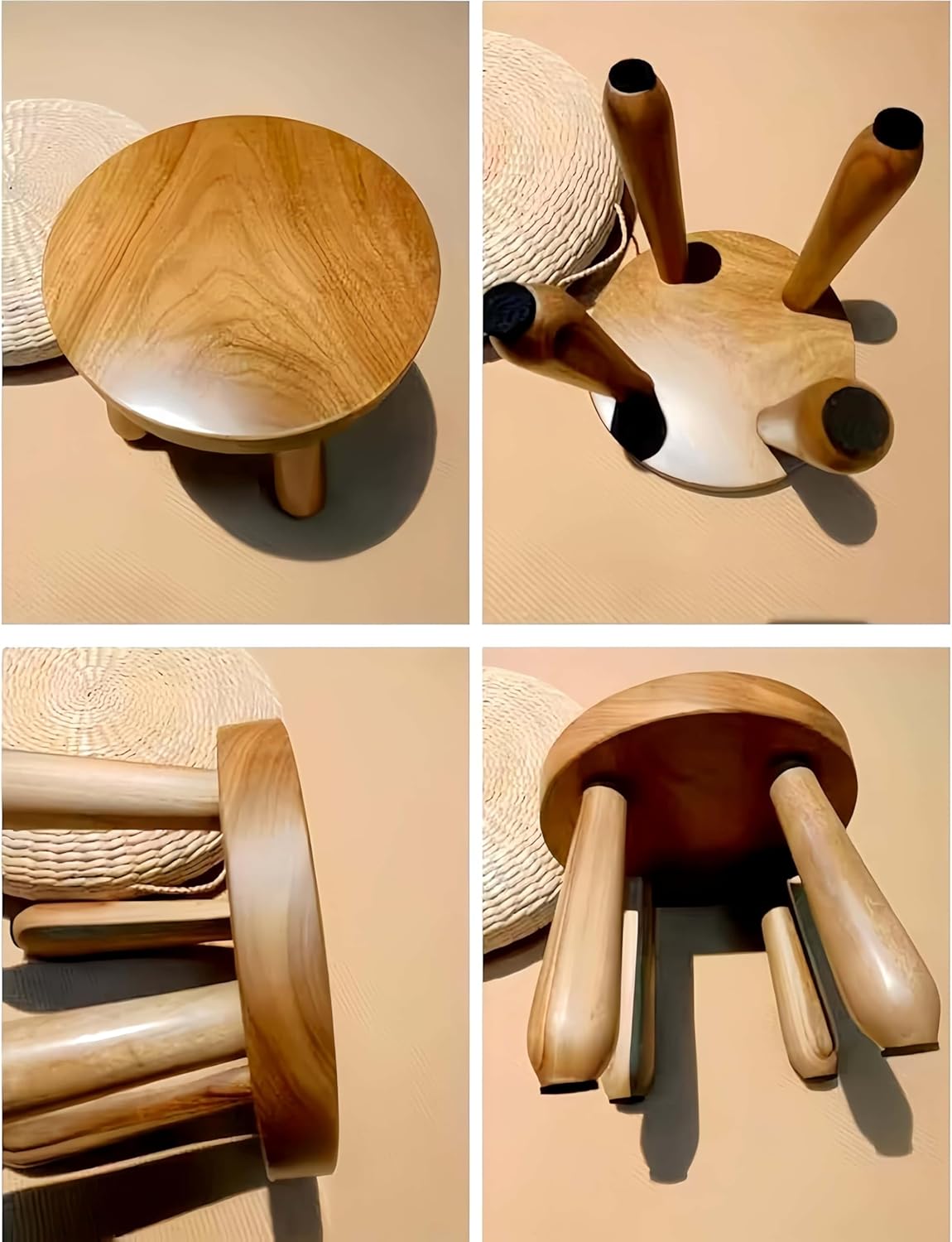 Boutique Solid Wood Low Stool Living Room Coffee Table Bench for Shoe Bench Office Footstool Camphor Wood (Mortise and Tenon Structure + Natural Camphor Wood Aroma) 2 pcs