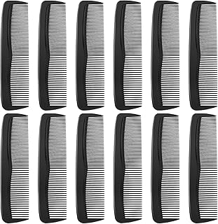 12 Pieces Hair Combs Set, Plastic Pocket Hair Combs for Women and Men, Fine Dressing Styling Combs, Fine and Wide Tooth Cutting Combs, Hairdressing Barber Salon and Hotel Hair Care Tool, Black