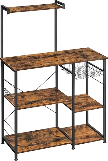 VASAGLE Scaffale da Cucina, Supporto per Forno a Microonde, Mobile Cucina, con...
