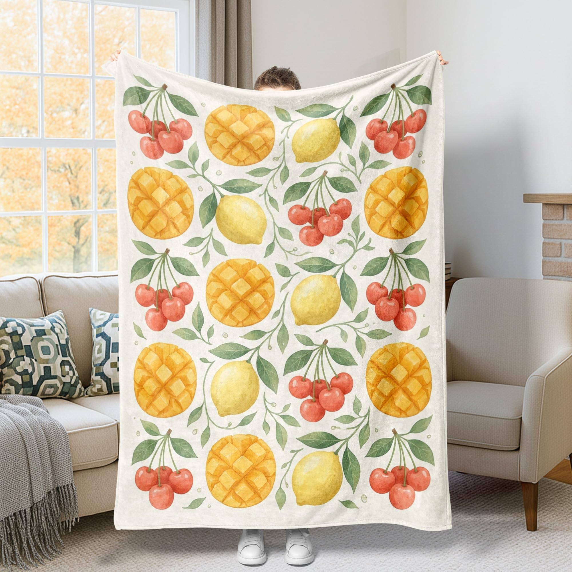 Couverture polaire ananas contre le froid hivernal sur votre canapé