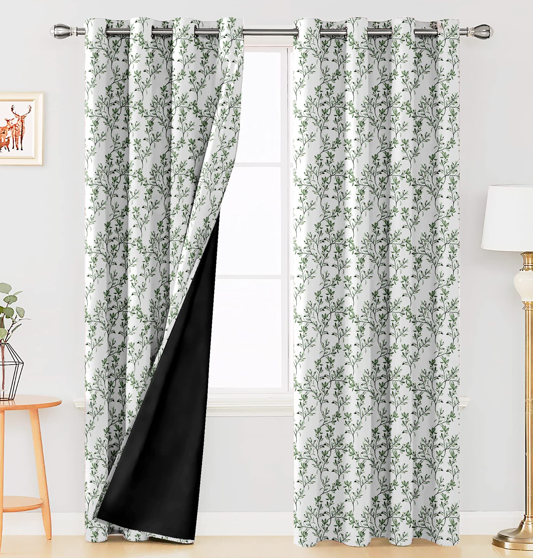Ultimate Trends 570 GSM Heavy Duty Premium Blackout Curtains with Tie Back and Diamond Eyelets Set of 2 Panels (Long Door 9 FEET, Green & White) (B095K8DDWD) Amazon Price History, Amazon Price Tracker