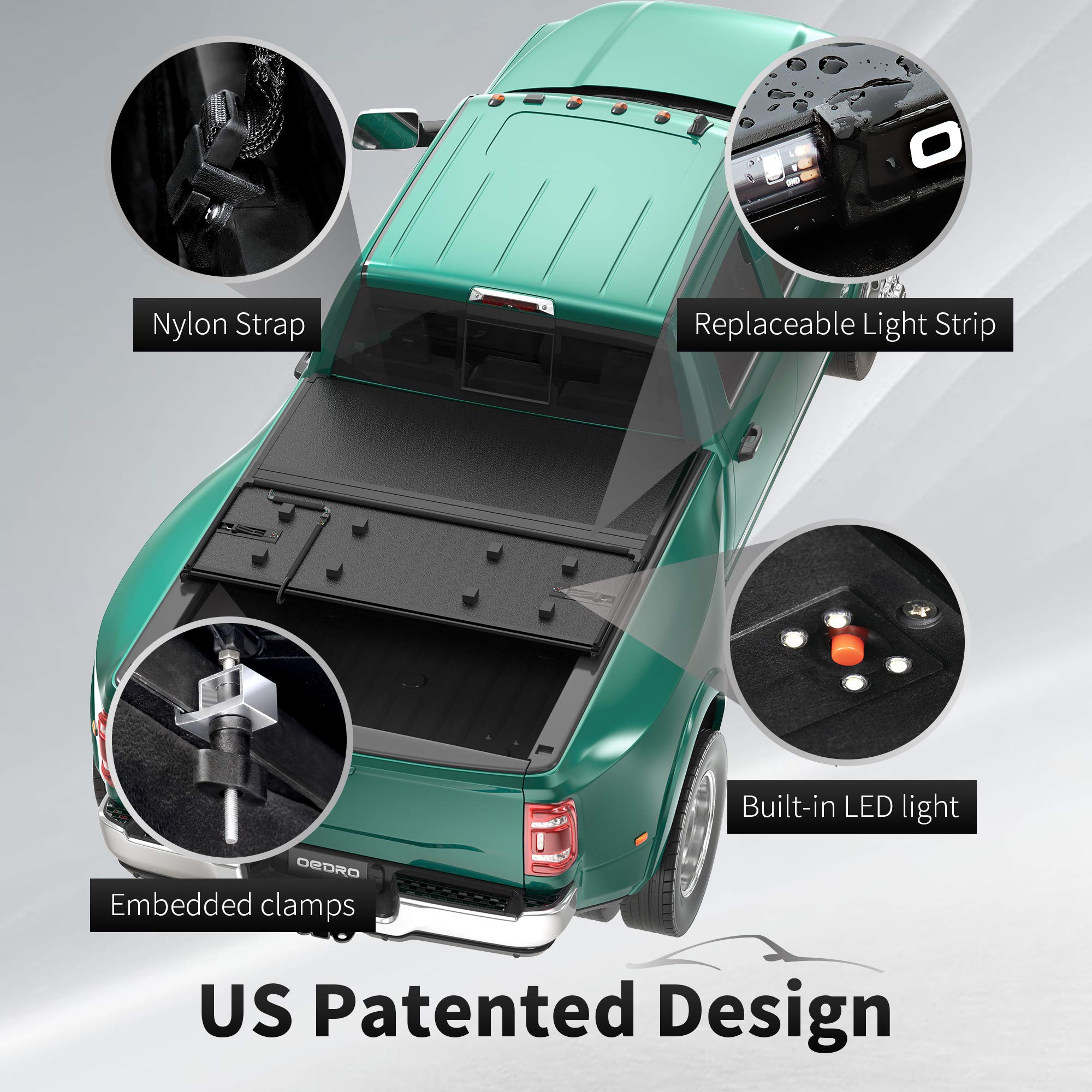 Buy OEDRO Hard Trifold Truck Bed Tonneau Cover with Builtin LED