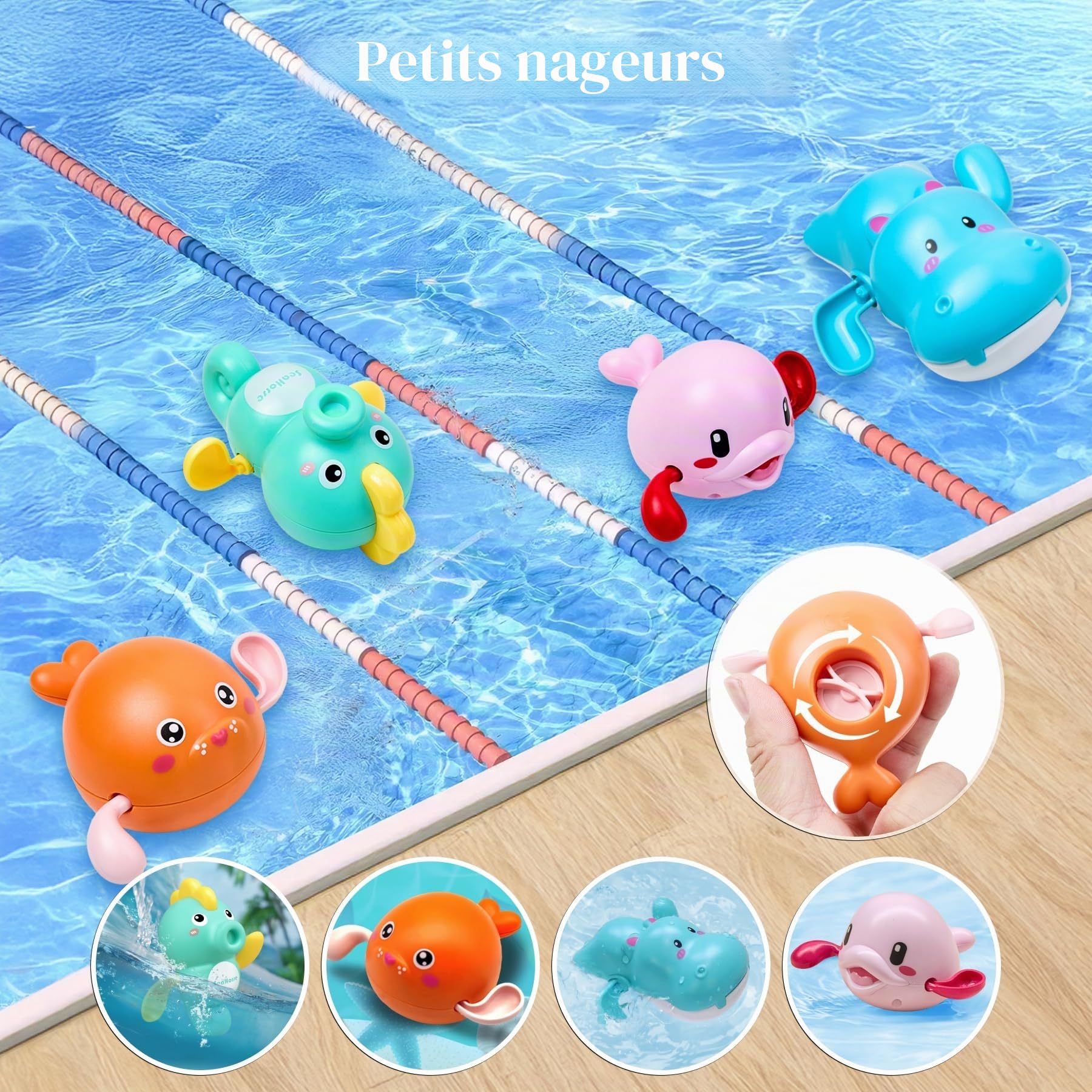 OR OR TU Jouets de Bain pour Bébé, Jouet de Bain Rotatif avec ventouses, Jouet de Bain à remonter, Jouet de Bain pour bébé, Jouet de Douche, Jouet de Natation