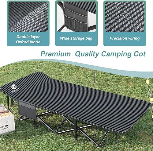 Miniatura 5 de Cuna de camping para adultos, cómoda, plegable para dormir, cama plegable ligera con bolsa de transporte para niños, soporta 450 libras, camping al