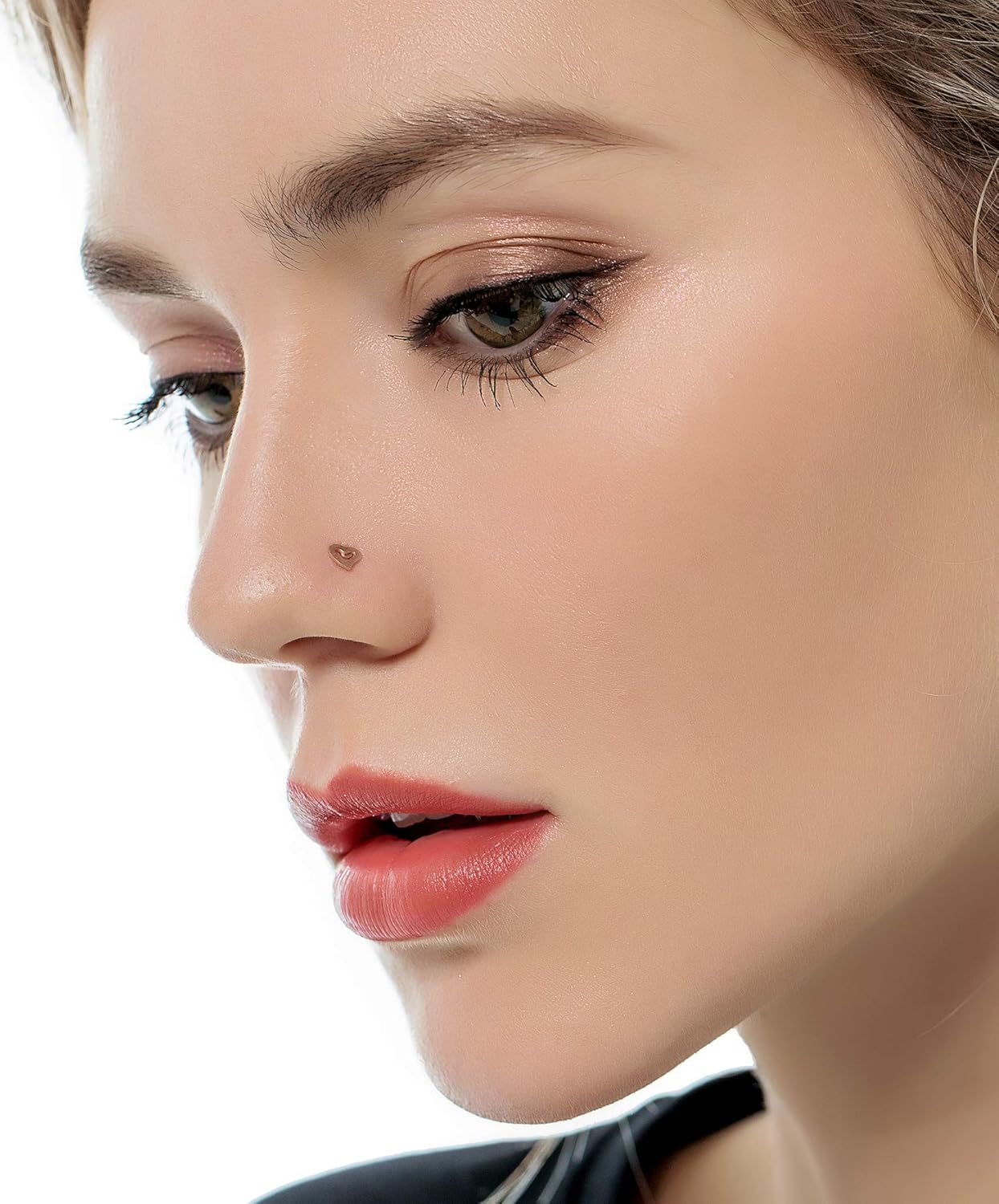 Tornito 20G 20Pcs Nose Ring CZ Nose Stud Retainer L Bone Screw Shaped Nose Piercing Jewelry Set for Women Men Stainless Steel Rose Gold Tone - Image 2