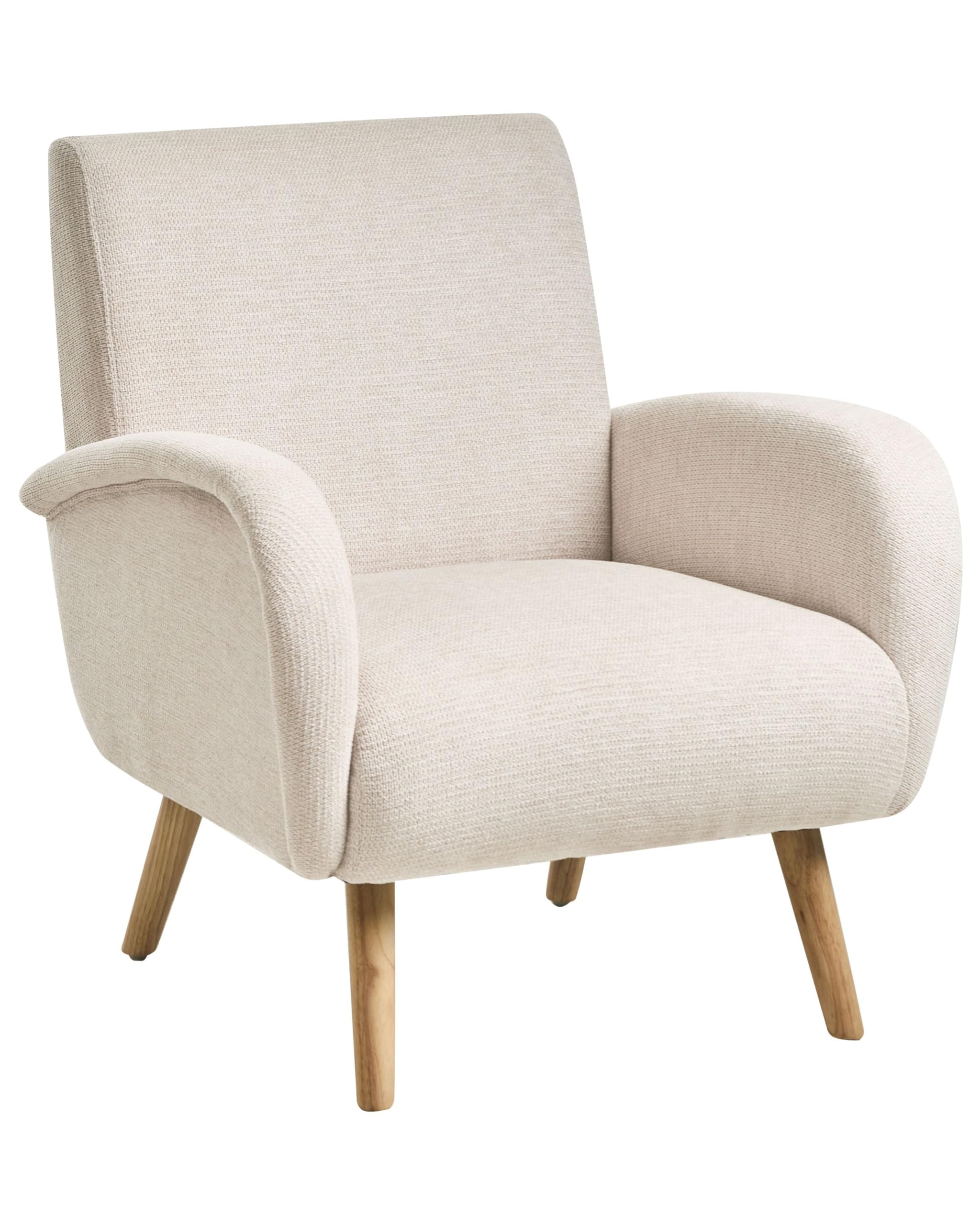 Beliani Poltrona in tessuto idrorepellente beige chiaro e gambe in legno di gomma con braccioli
