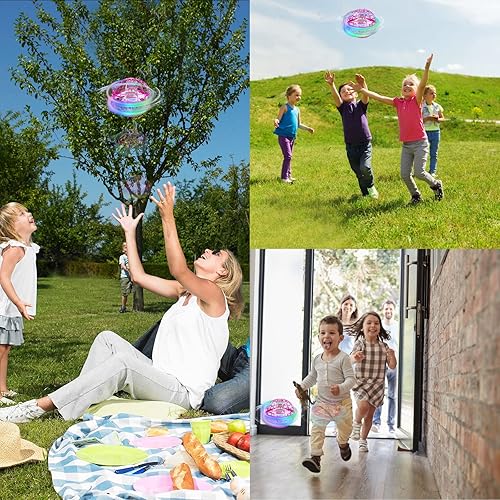 Miniatura 7 de Bola flotante con 10 luces LED, control giratorio de 360, globo mágico OVNI para adultos y niños, regalo para moscas de malla para niños de 3, 4, 5,