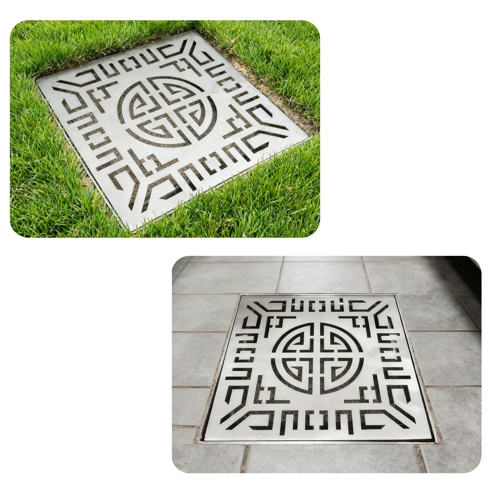 Tapa Desague Terraza Cuadrada, Rejilla Desague Terraza de Acero Inoxidable con Malla Extraíble, Rejilla Sumidero Piscina Empotrada para Bloquear Residuos(20 * 20 * 3cm/7.9 * 7.9 * 1.2in)