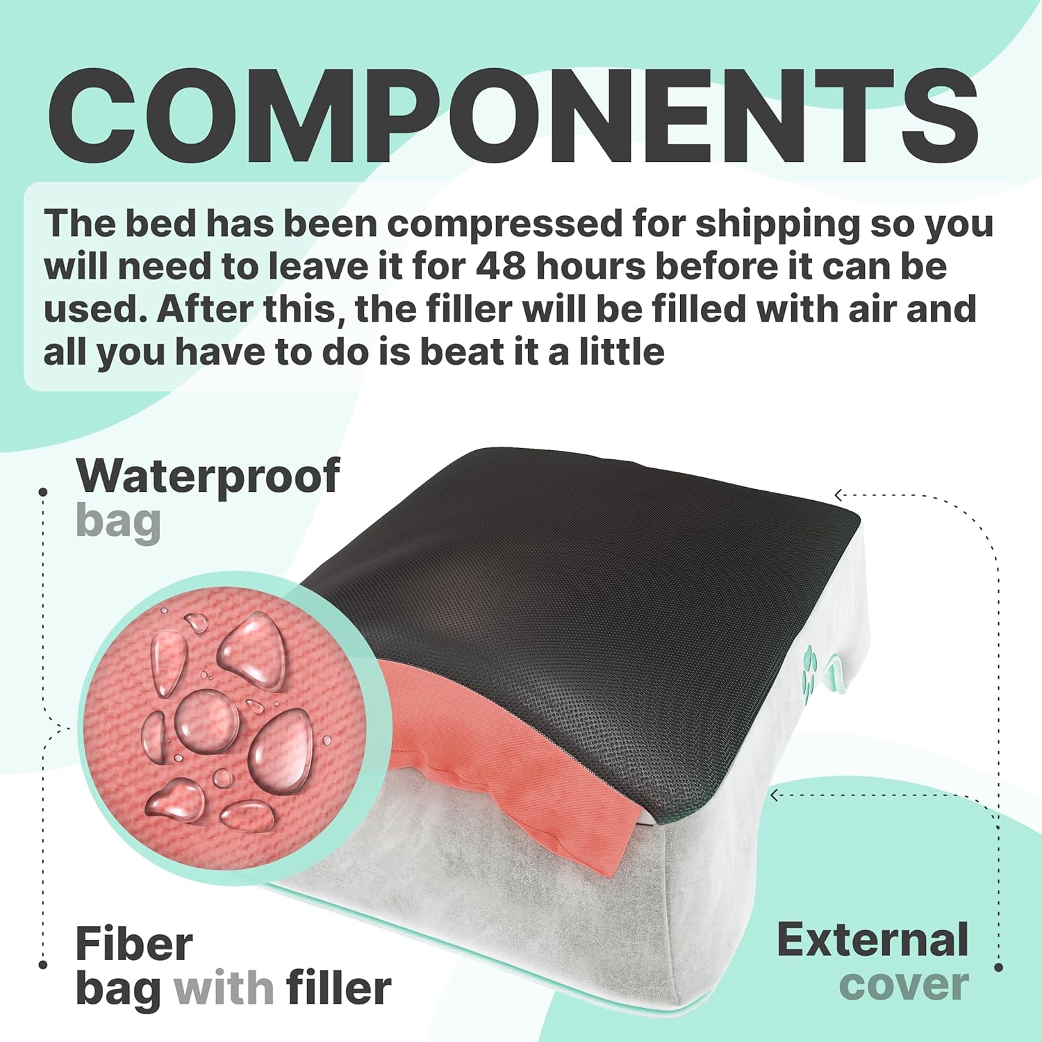 review Dog Bed for Large and Medium Dogs, 35x27x6.5 Inches - Machine Washable Pet Bed Couch with Waterproof Liner, Removable Cover & Non-Skid Bottom (Pale Grey and Pale Green)