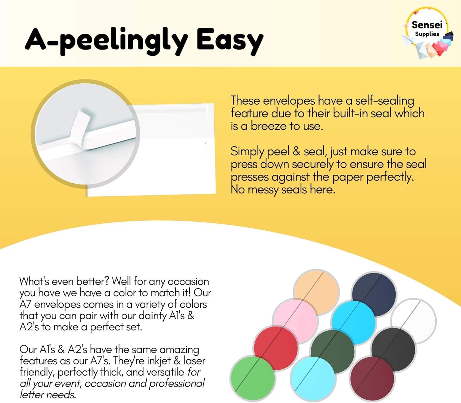 200 Pack 5x7 White Invitation Envelopes - For 5x7 Cards - A7 - (5 ¼ x 7 ¼ inches) - Perfect for Weddings, Graduation, Baby Shower - 120 GSM - Peel, Press & Self Seal - Square Flap - Image 4