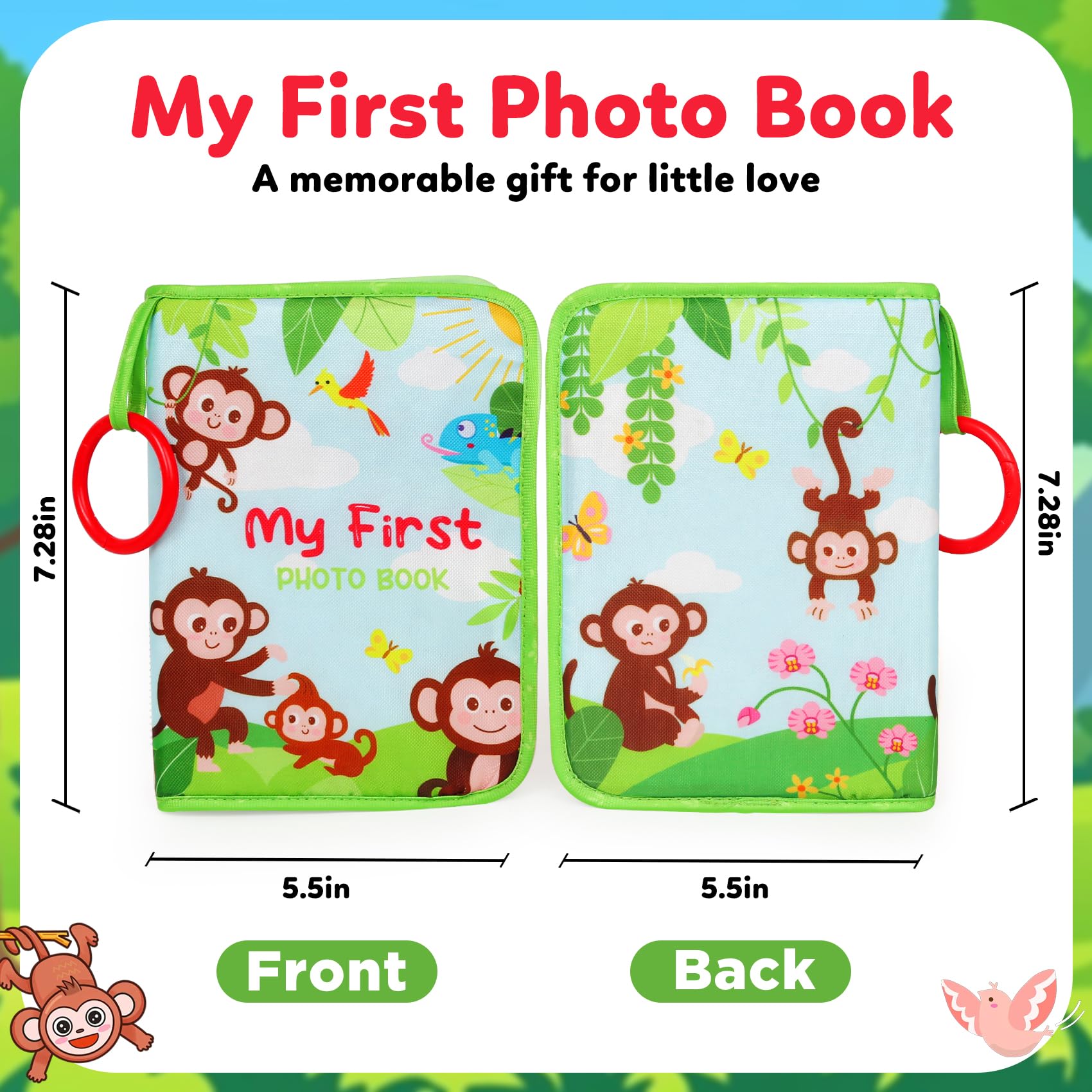 Album fotografico per bambini, album dei ricordi per la prima famiglia, per neonati, in morbido tessuto con specchio, regalo di qualità per ragazze e ragazzi, primo compleanno, baby shower, regalo di
