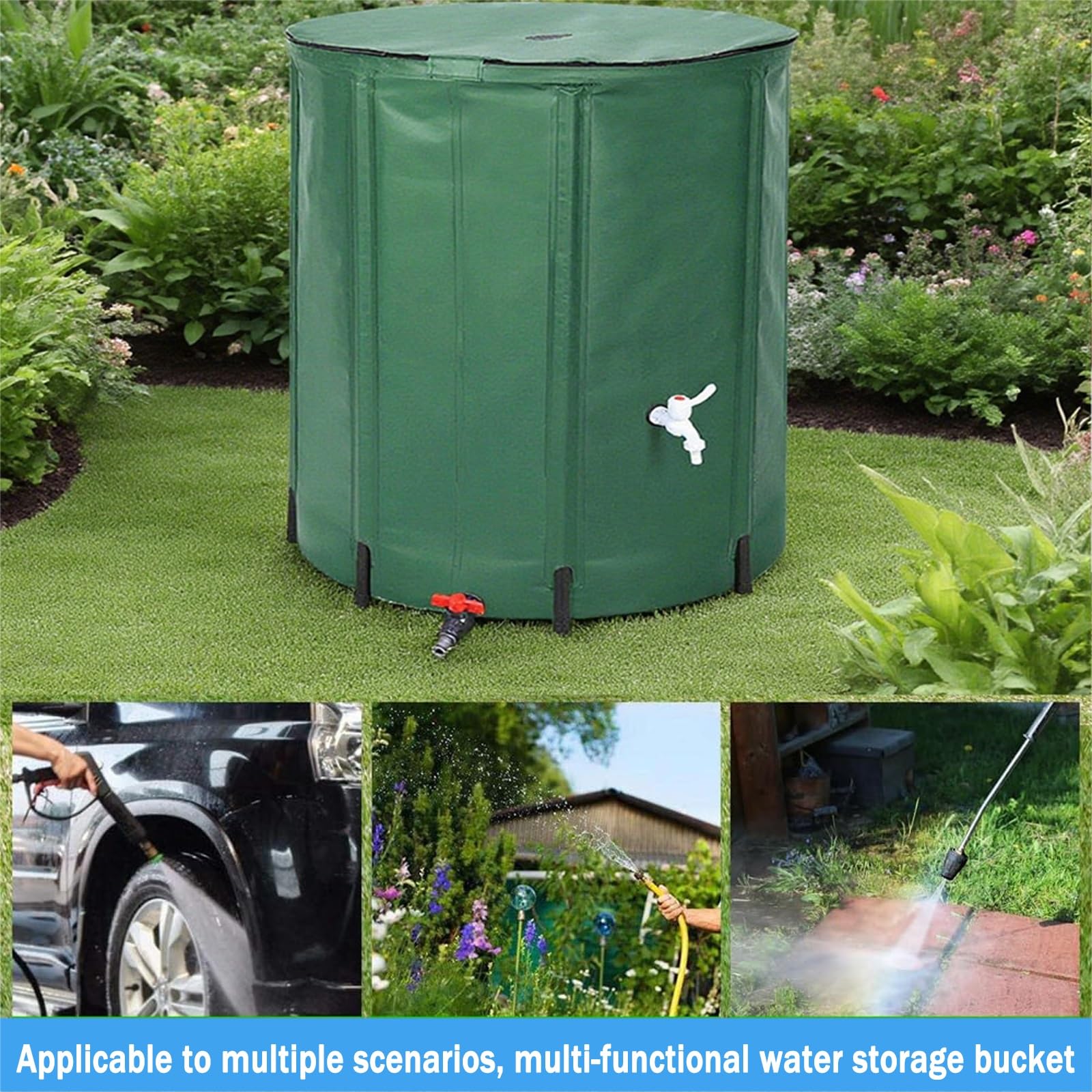 Bidón con Grifo，depósito De Agua Portátil，Tejido Resistente Al Desgaste, Gran Capacidad De Almacenamiento De Agua, Gran Adaptabilidad Y Amplia Aplicación.(Black,1000L)