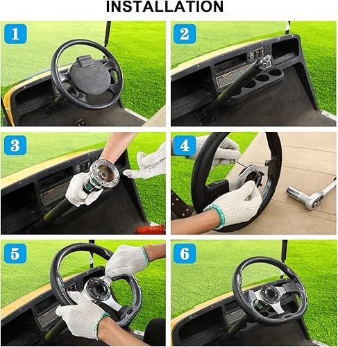 Miniatura 7 de Volante de carrito de golf apto para EZGO RXV y TXT, Club Car DS, Club Car Precedent, Yamaha, la mayoría de los carritos de golf (rojo)