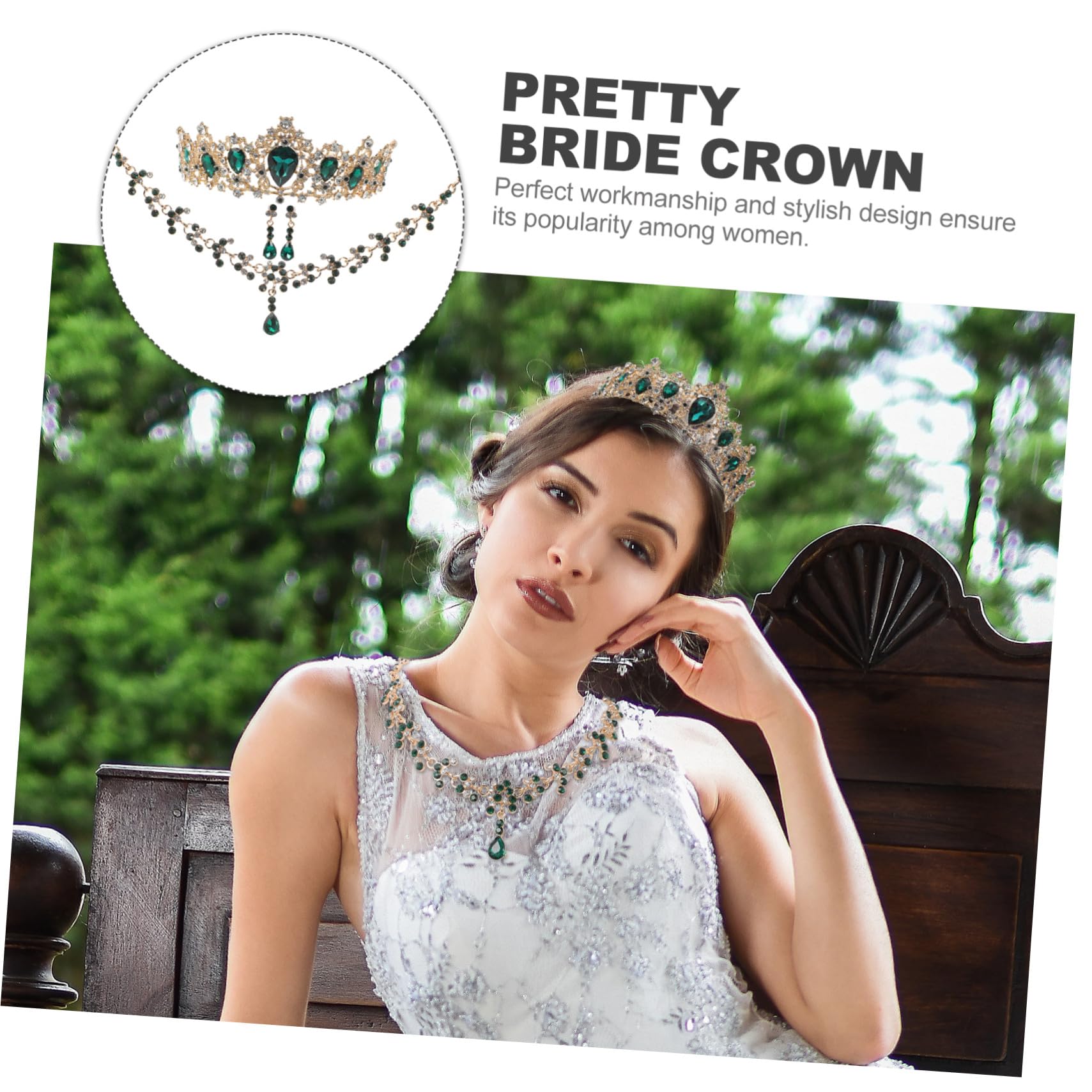 KOMBIUDA Conjunto de Joyería Elegante para Novia con Collar y Pendientes Blancos Accesorios para Vestido de Boda y Fiesta para Mujeres